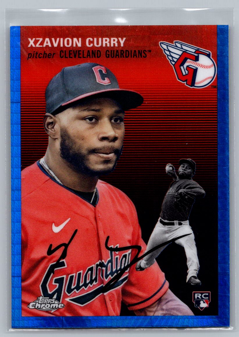 2023 Topps Chrome Platinum Anniversary #32 Xzavion Curry Blue Prism Refractor