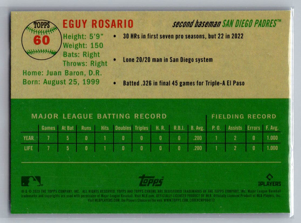 2023 Topps Chrome Platinum Anniversary #60 Eguy Rosario Blue Prism Refractor
