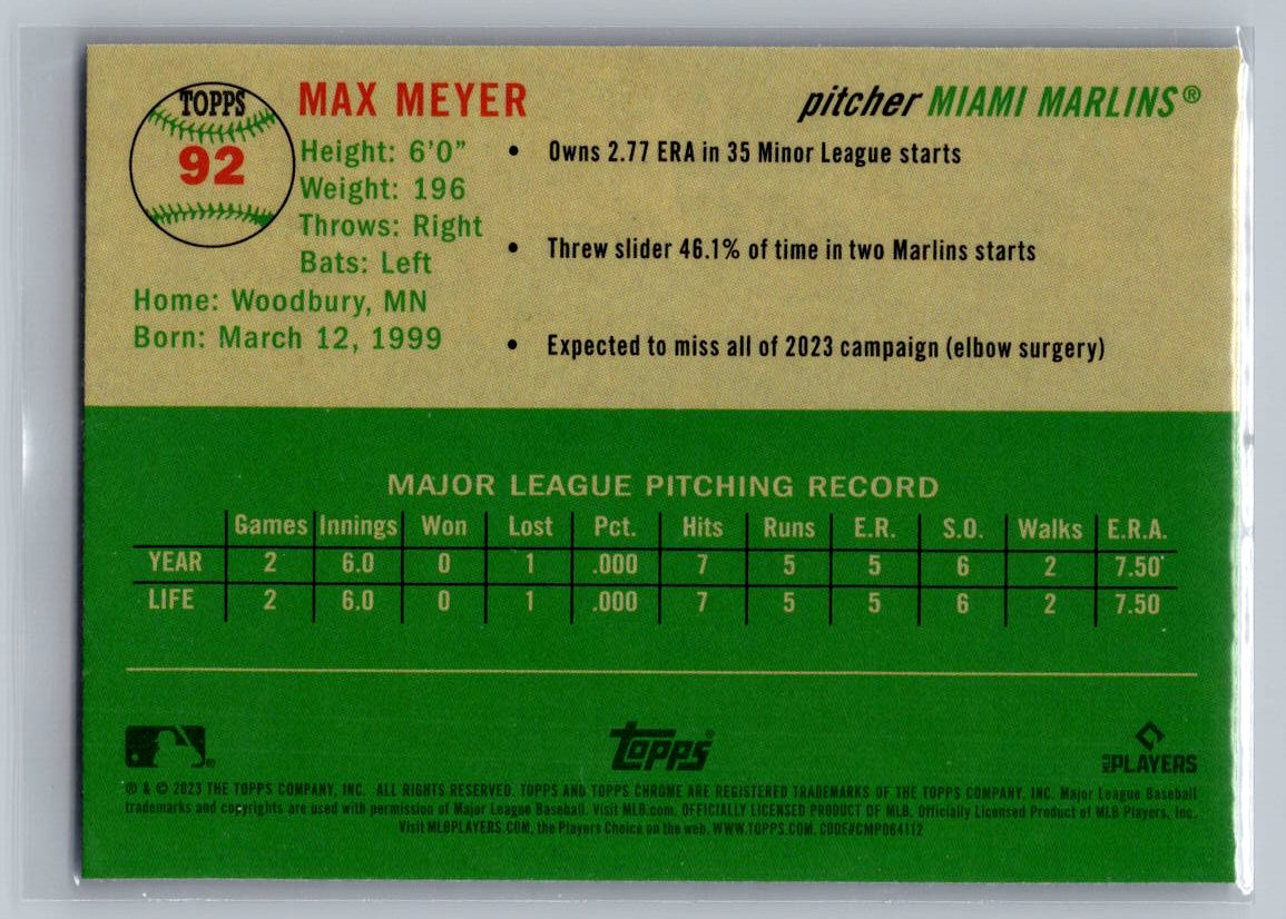 2023 Topps Chrome Platinum Anniversary #92 Max Meyer Blue Prism Refractor