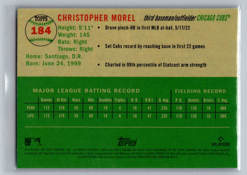 2023 Topps Chrome Platinum #184 Christopher Morel Blue Prism Refractor