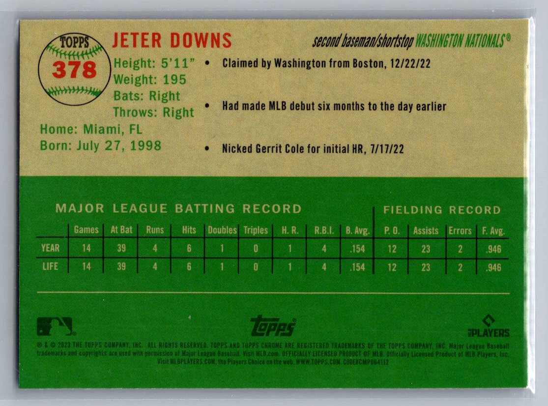 2023 Topps Chrome Platinum Anniversary #378 Jeter Downs Blue Prism Refractor