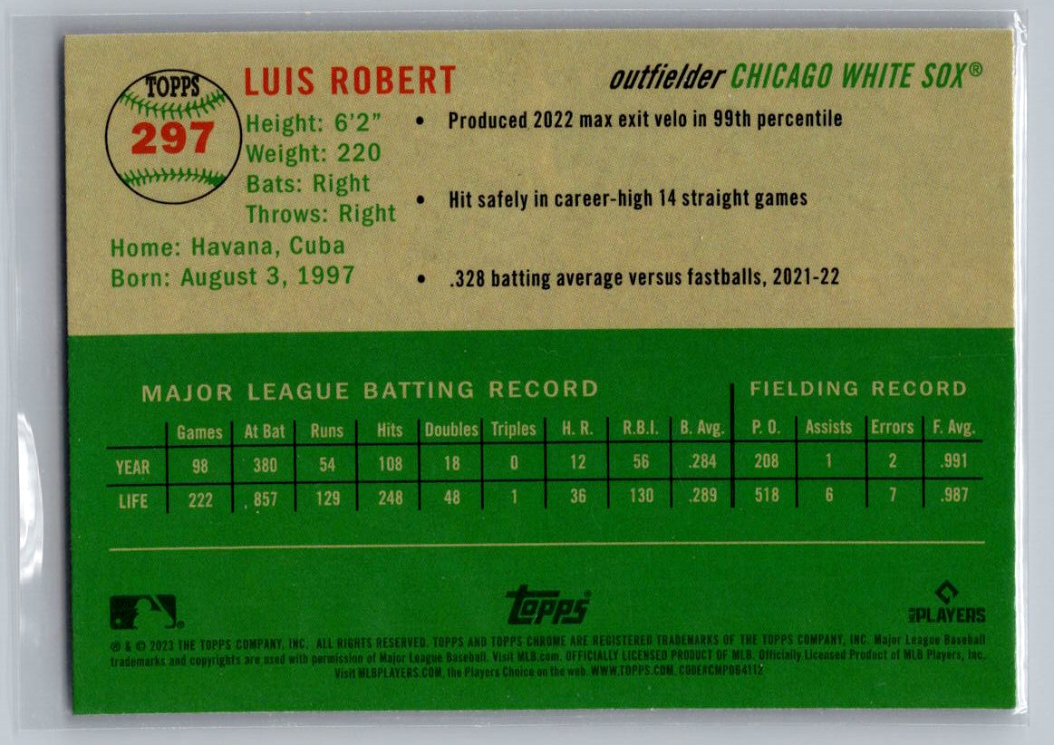 2023 Topps Chrome Platinum Anniversary #297 Luis Robert X-Fractor