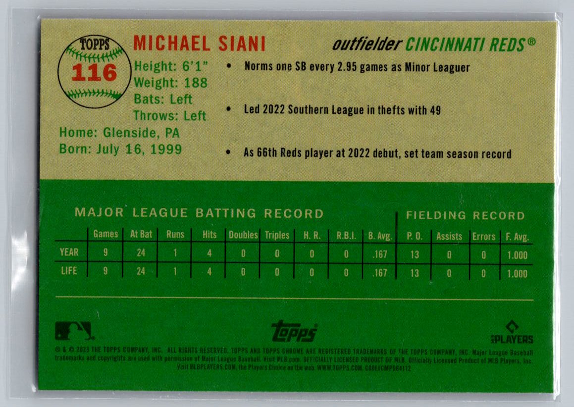 2023 Topps Chrome Platinum Anniversary #116 Michael Siani X-Fractor