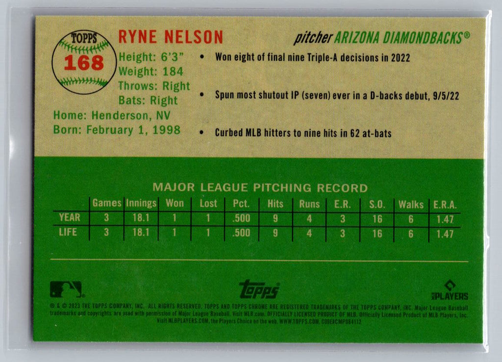 2021 Topps Chrome Platinum Anniversary #168 Ryne Nelson Prism Refractor