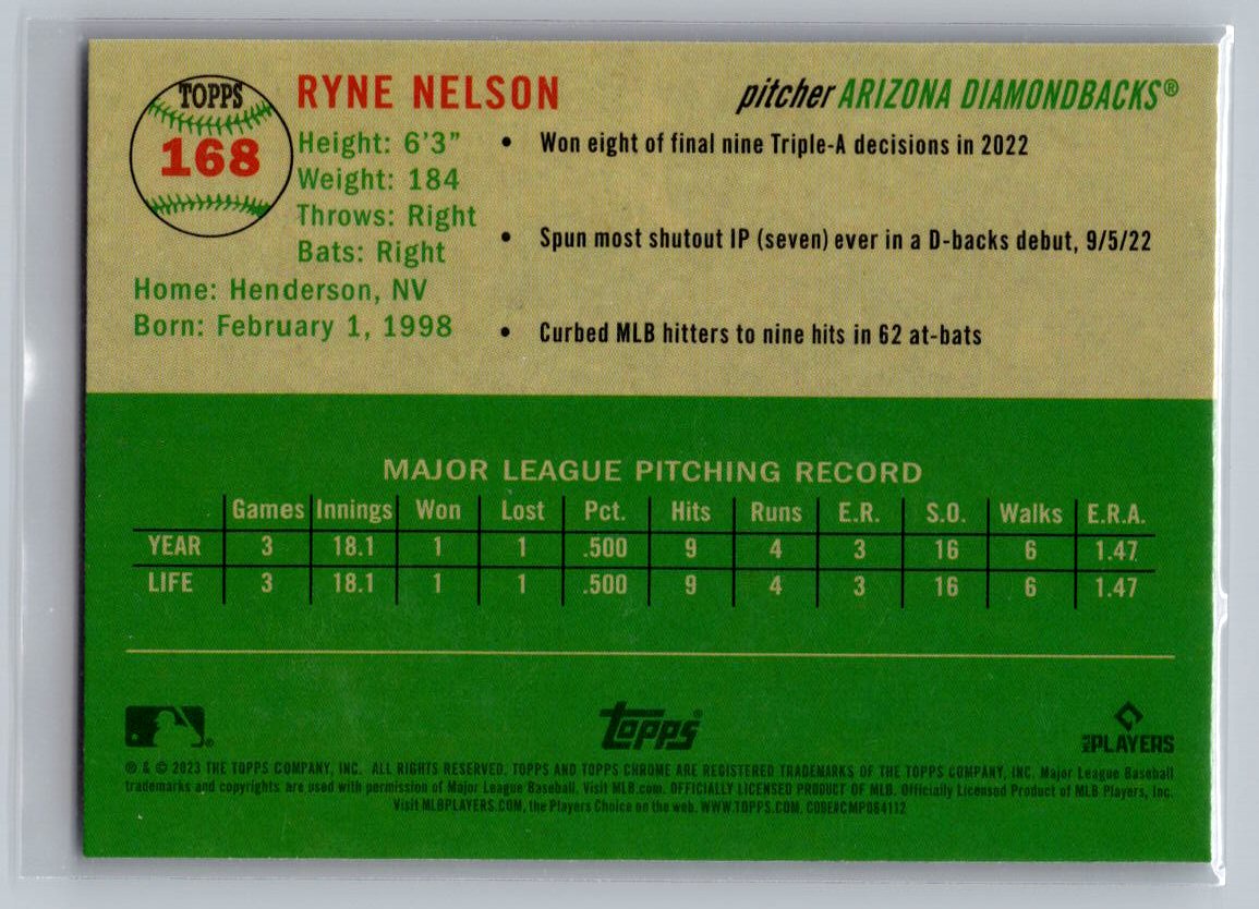2021 Topps Chrome Platinum Anniversary #168 Ryne Nelson Prism Refractor