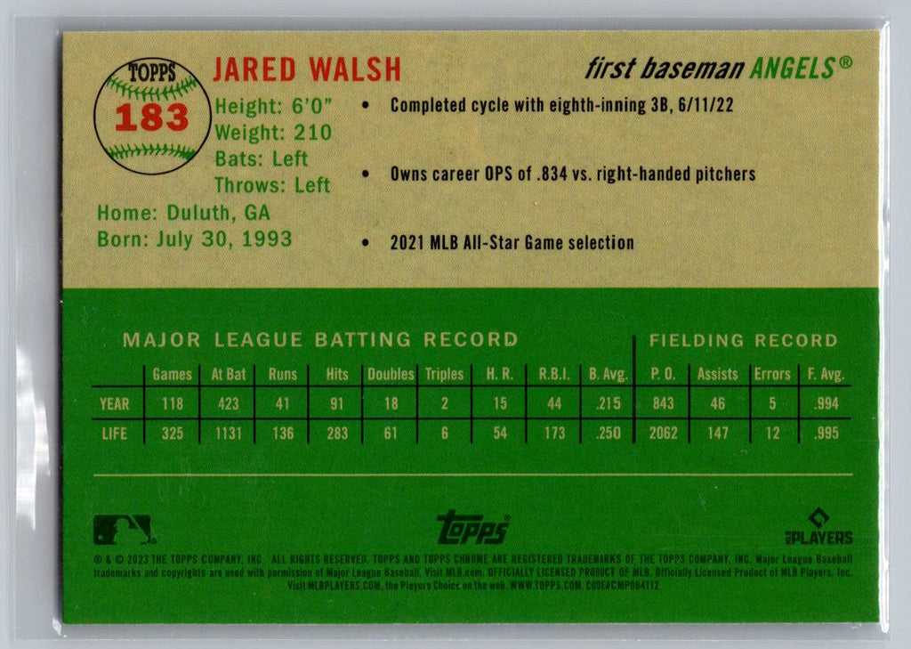 2023 Topps Chrome Platinum Anniversary #183 Jared Walsh Prism Refractor