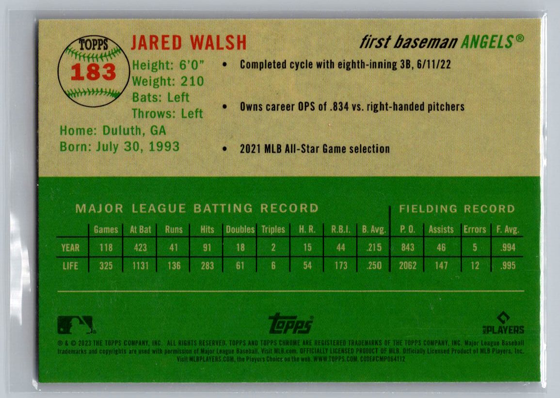 2023 Topps Chrome Platinum Anniversary #183 Jared Walsh Prism Refractor