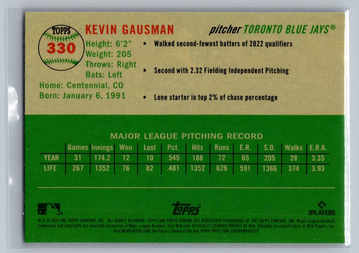 2023 Topps Chrome Platinum Anniversary #330 Kevin Gausman Prism Refractor