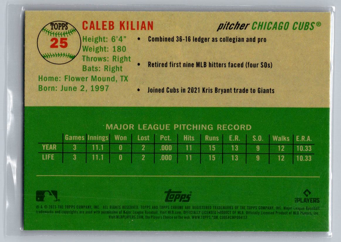 2023 Topps Chrome Platinum Anniversary #25 Caleb Kilian Prism Refractor