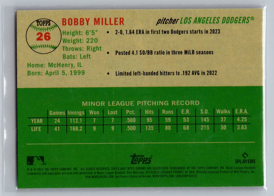 2023 Topps Chrome Platinum Anniversary #26 Bobby Miller Prism Refractor
