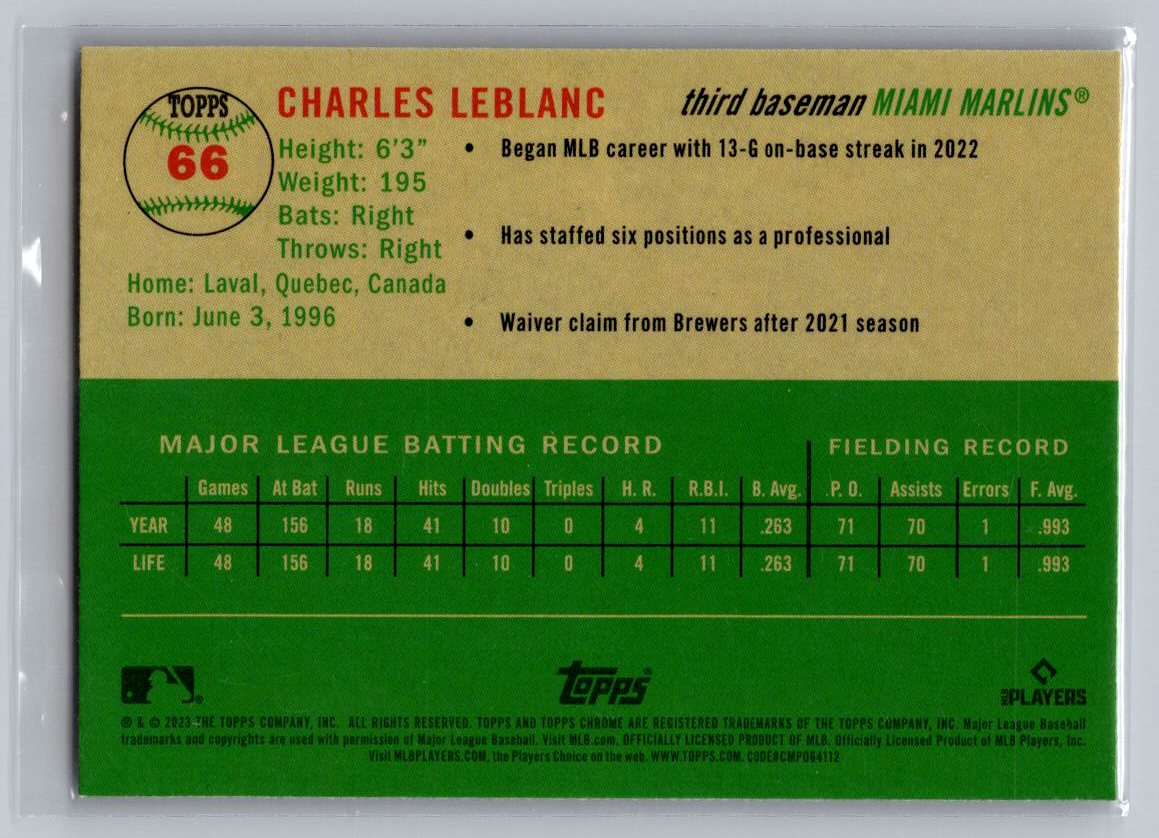 2023 Topps Chrome Platinum Anniversary #66 Charles Leblanc Prism Refractor