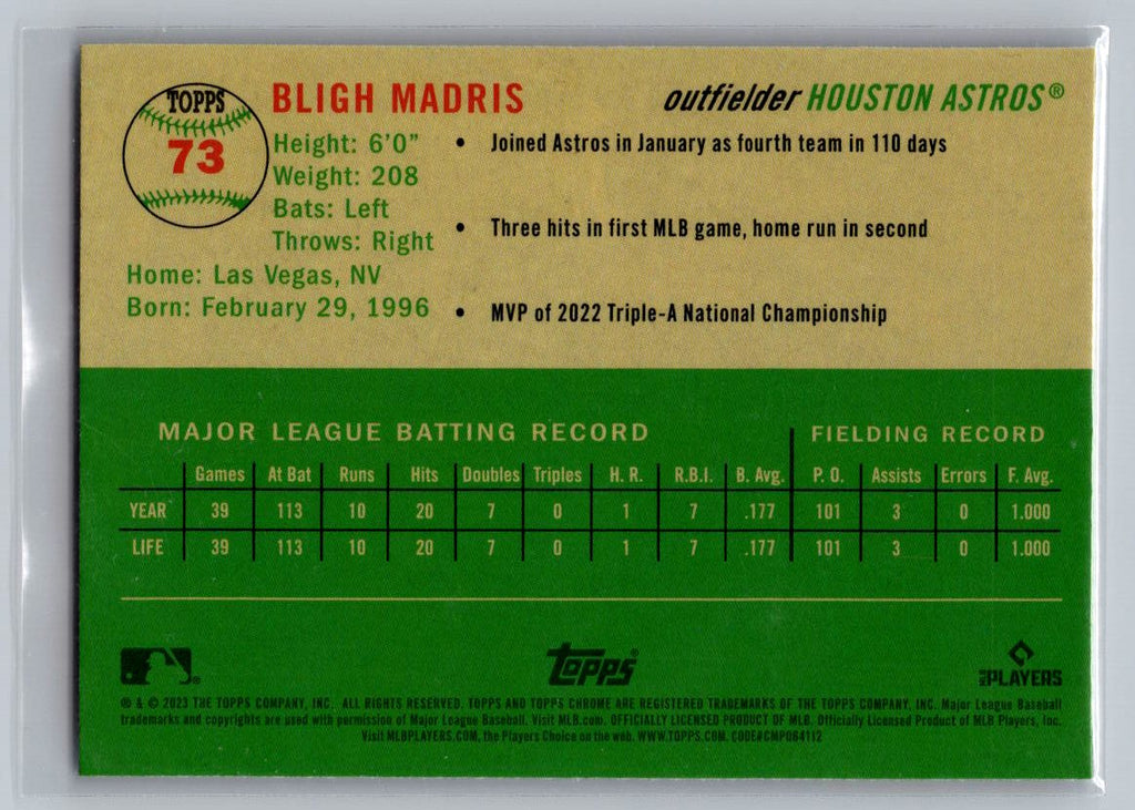 2023 Topps Chrome Platinum Anniversary #73 Bligh Madris Prism Refractor