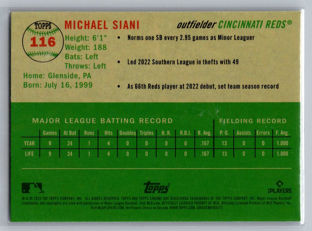 2023 Topps Chrome Platinum Anniversary #116 Michael Siani Prism Refractor