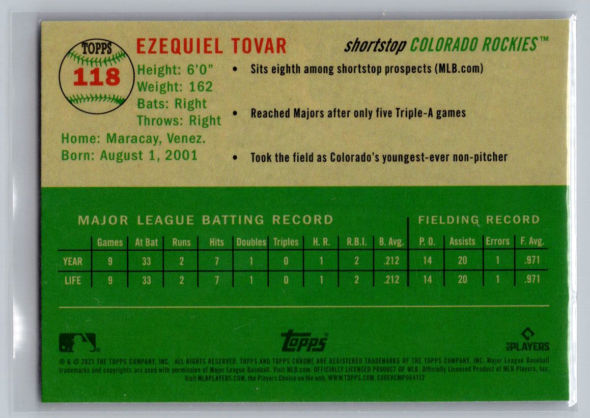 2023 Topps Chrome Platinum Anniversary #118 Ezequiel Tovar Prism Refractor