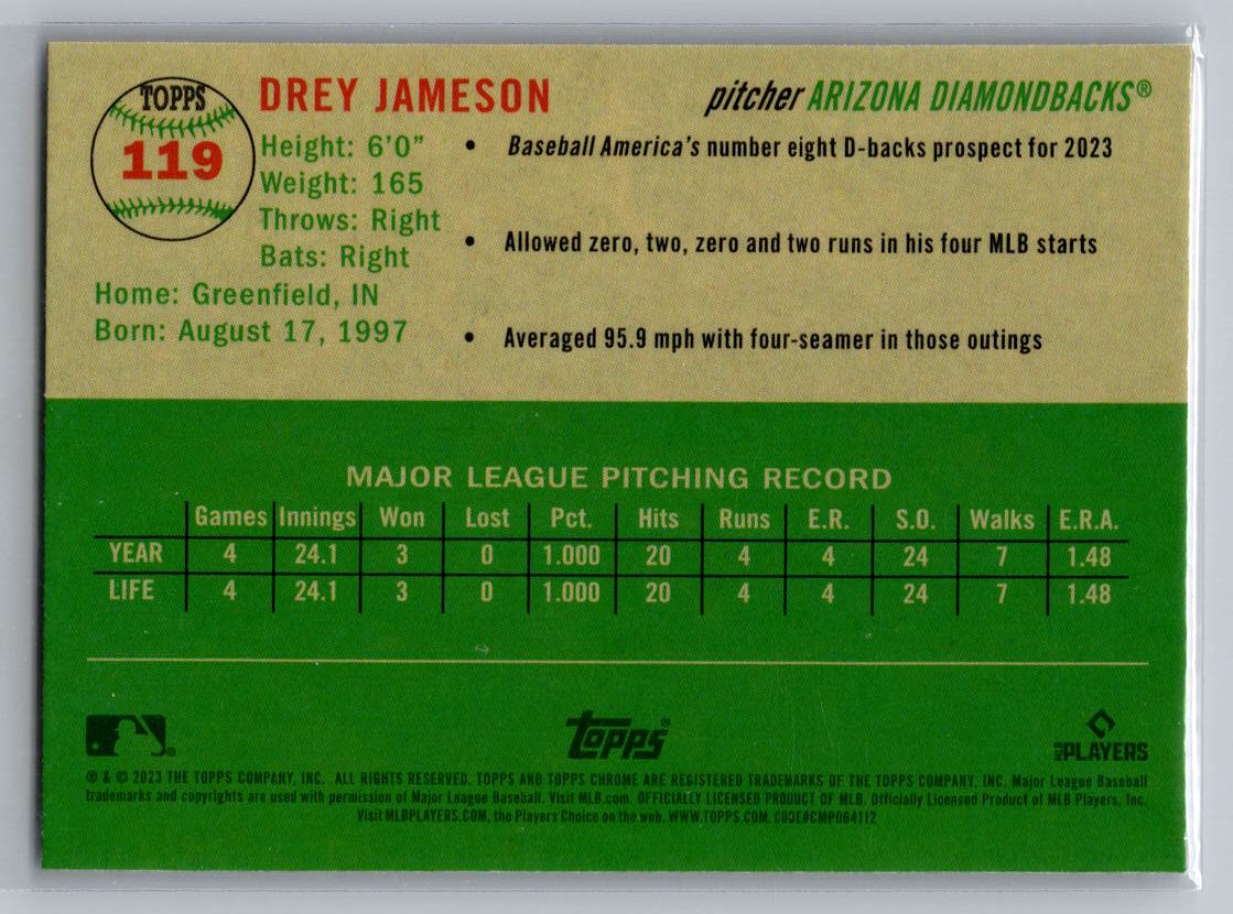 2023 Topps Chrome Platinum Anniversary #119 Drey Jameson Prism Refractor