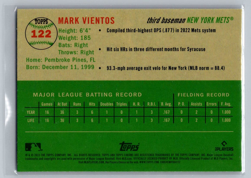 2021 Topps Chrome Platinum Anniversary #122 Mark Vientos Prism Refractor