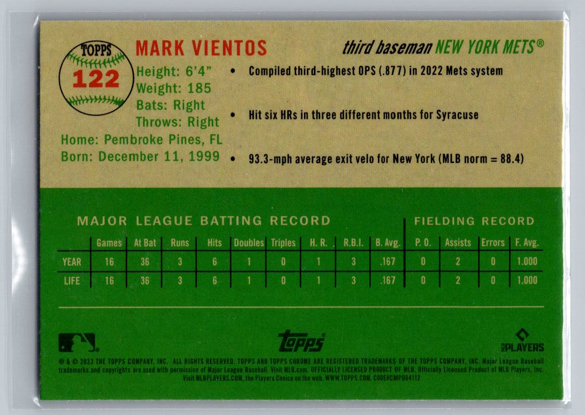 2021 Topps Chrome Platinum Anniversary #122 Mark Vientos Prism Refractor