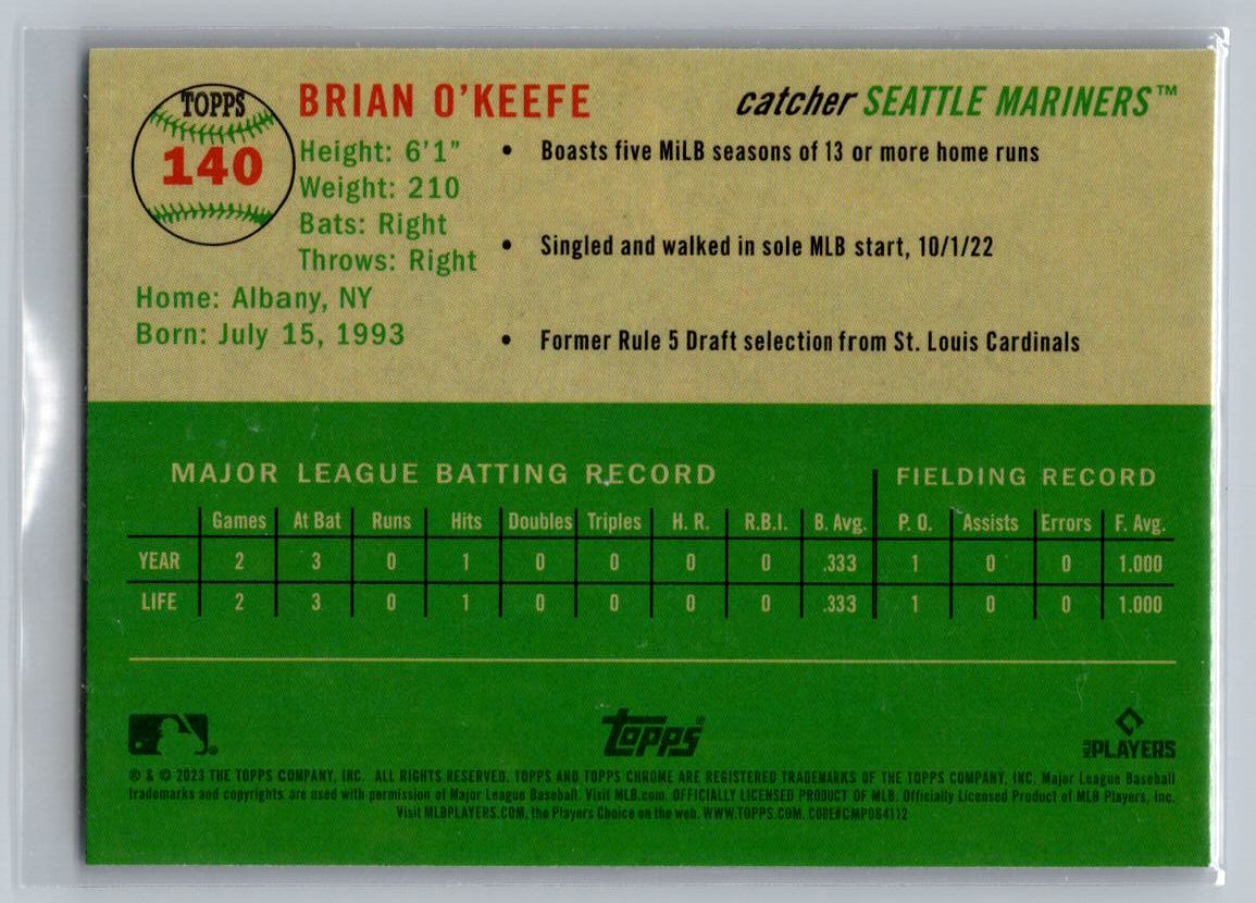 2023 Topps Chrome Platinum Anniversary #140 Brian O'Keefe Prizm Refractor