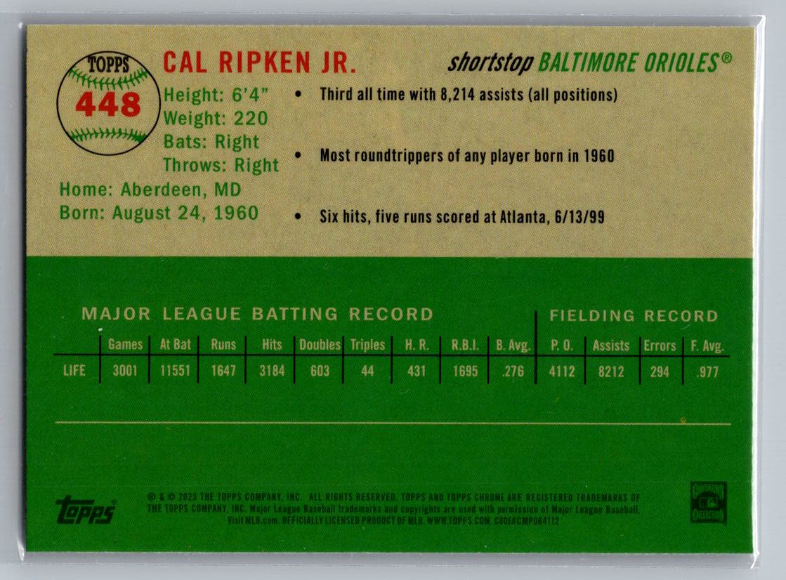 2023 Topps Chrome Platinum Anniversary #448 Cal Ripken Jr.