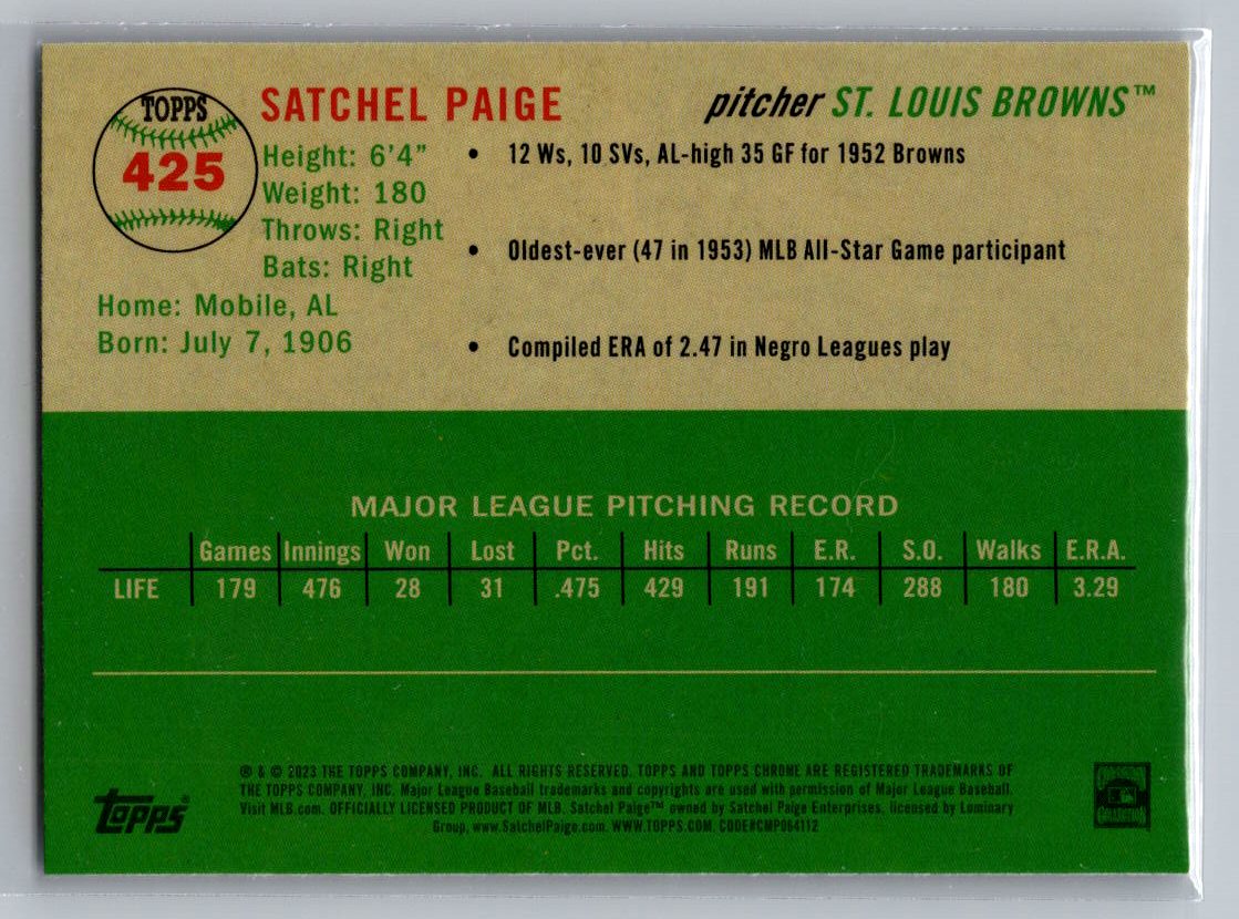 2023 Topps Chrome Platinum Anniversary #425 Satchel Paige
