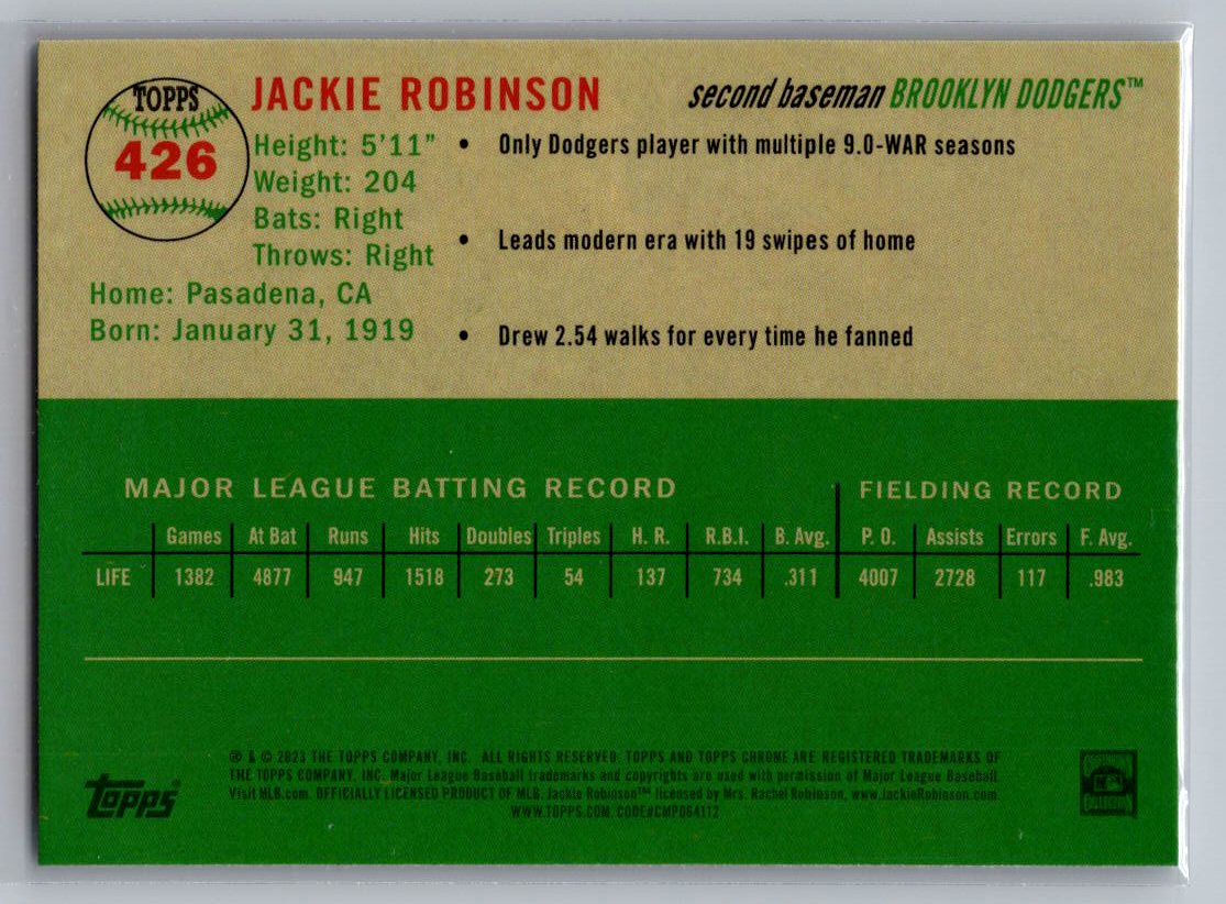 2023 Topps Chrome Platinum Anniversary #426 Jackie Robinson