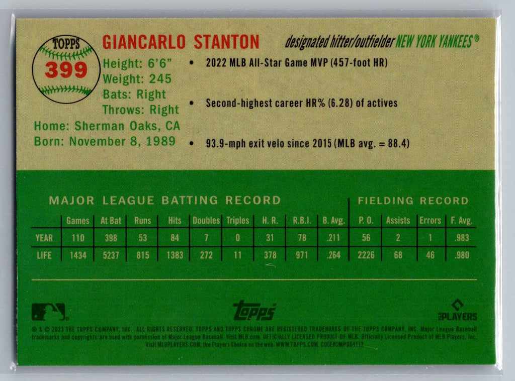 2023 Topps Chrome Platinum Anniversary #399 Giancarlo Stanton
