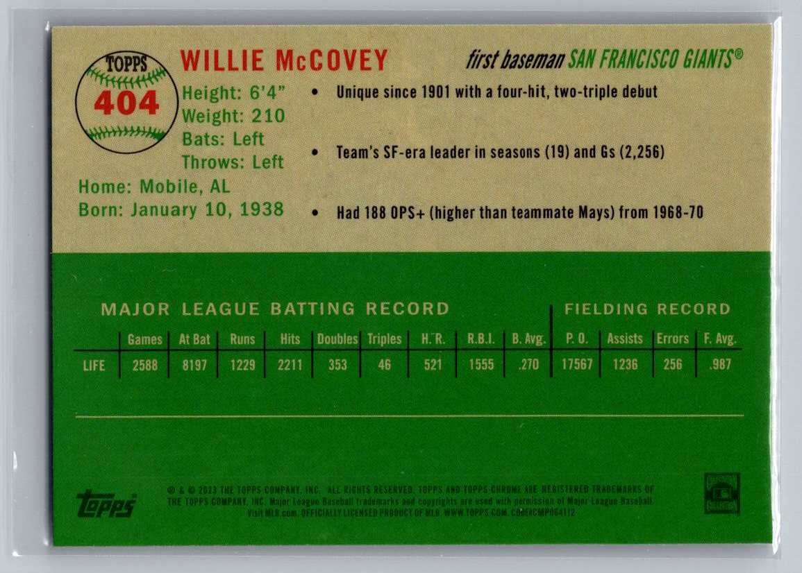 2023 Topps Chrome Platinum Anniversary #404 Willie McCovey