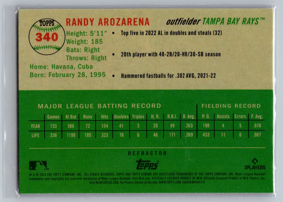 2023 Topps Chrome Platinum Anniversary #340 Randy Arozarena