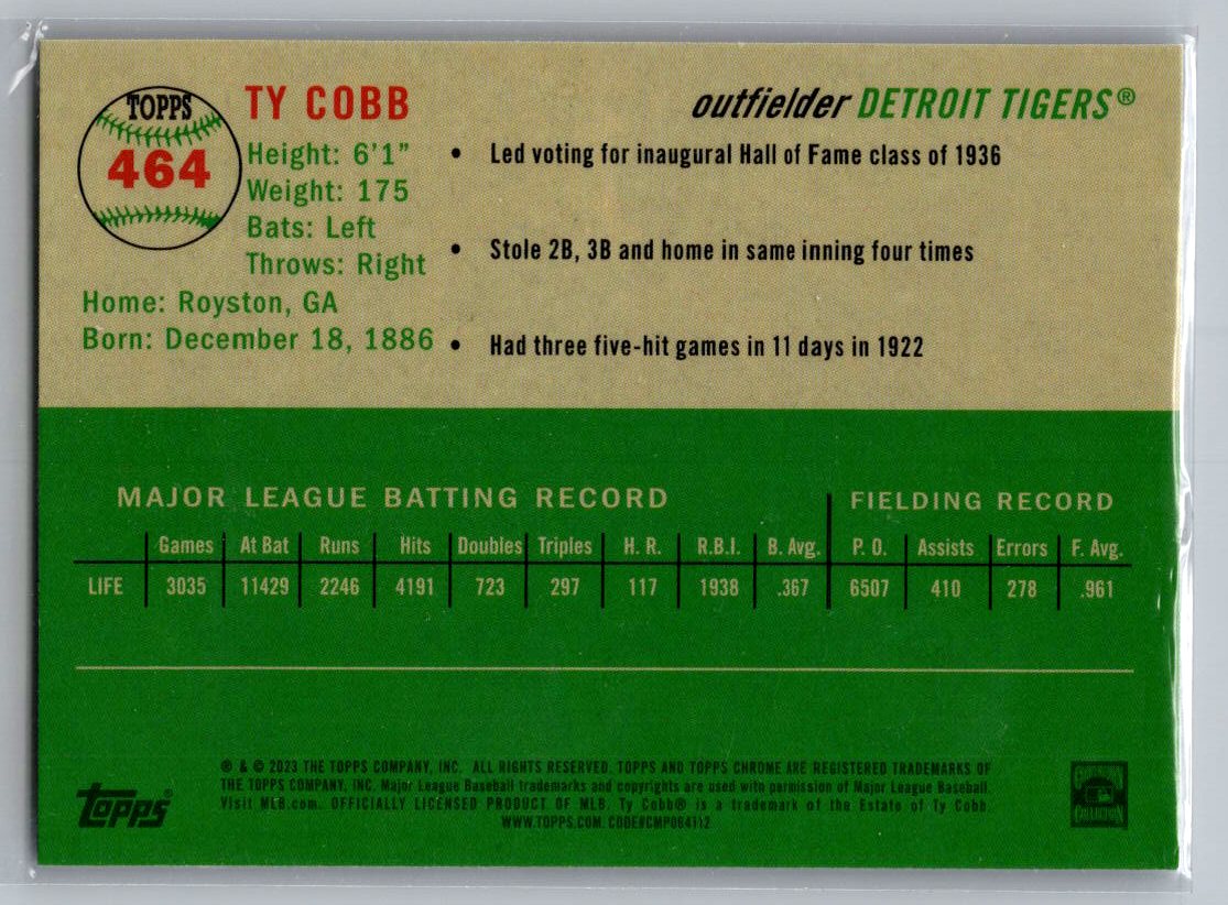 2023 Topps Chrome Platinum Anniversary #464 Ty Cobb