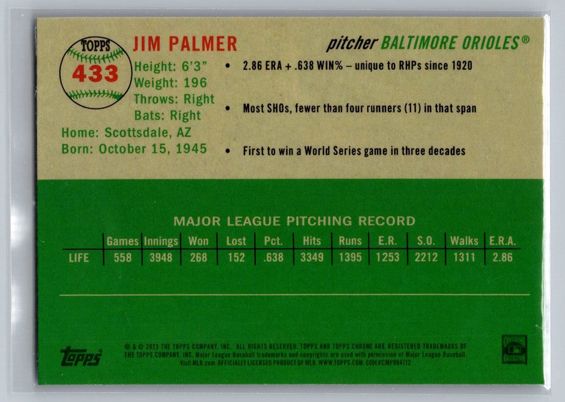 2023 Topps Chrome Platinum Anniversary #433 Jim Palmer
