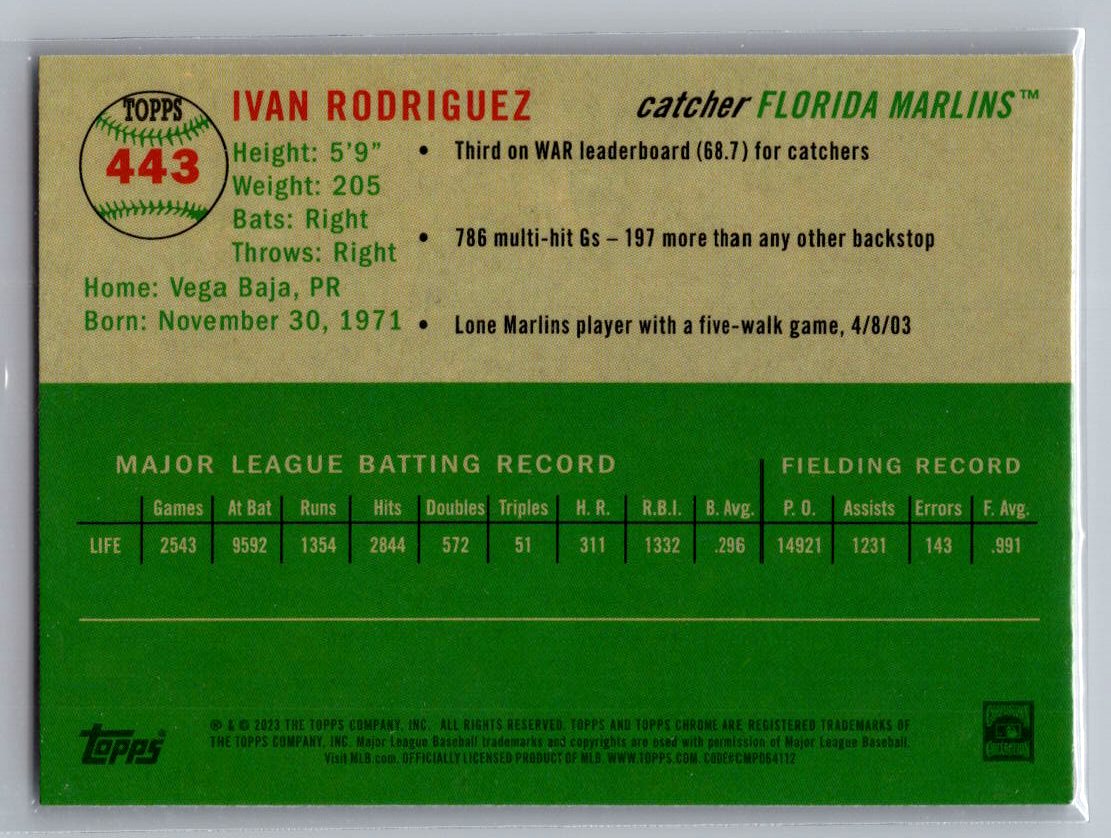 2023 Topps Chrome Platinum Anniversary #443 Ivan Rodriguez