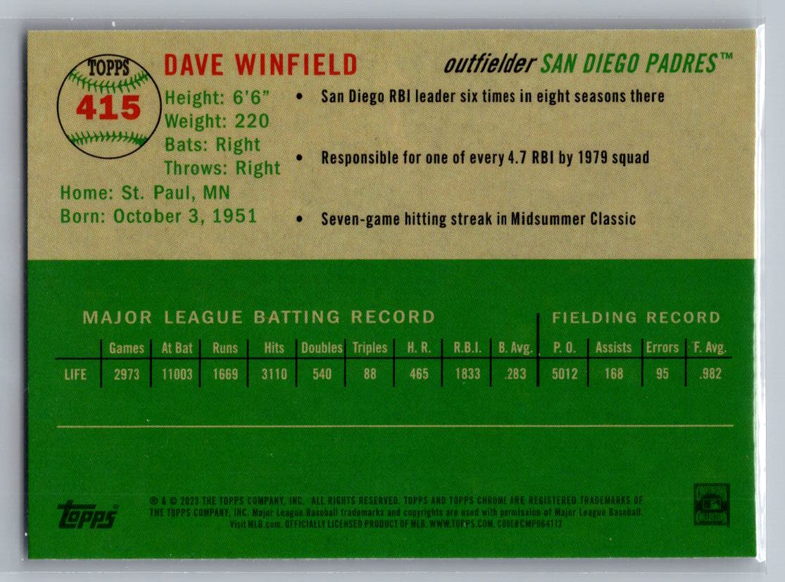 2023 Topps Chrome Platinum Anniversary #415 Dave Winfield