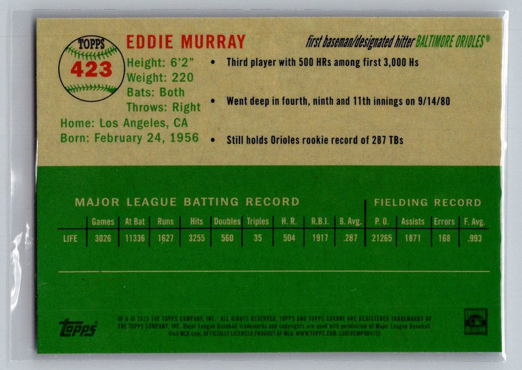 2023 Topps Chrome Platinum Anniversary #423 Eddie Murray