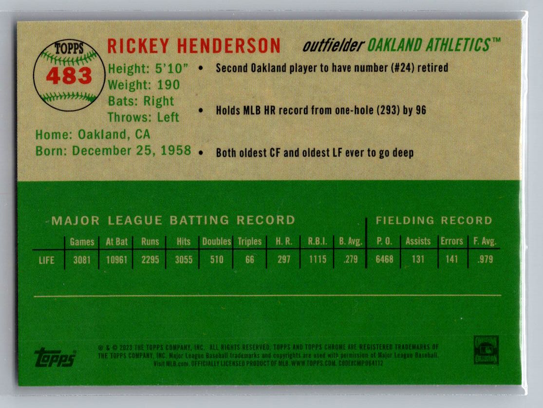 2023 Topps Chrome Platinum Anniversary #483 Rickey Henderson