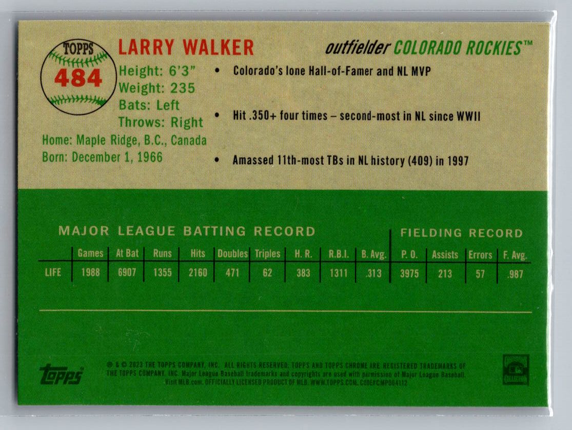 2023 Topps Chrome Platinum Anniversary #484 Larry Walker