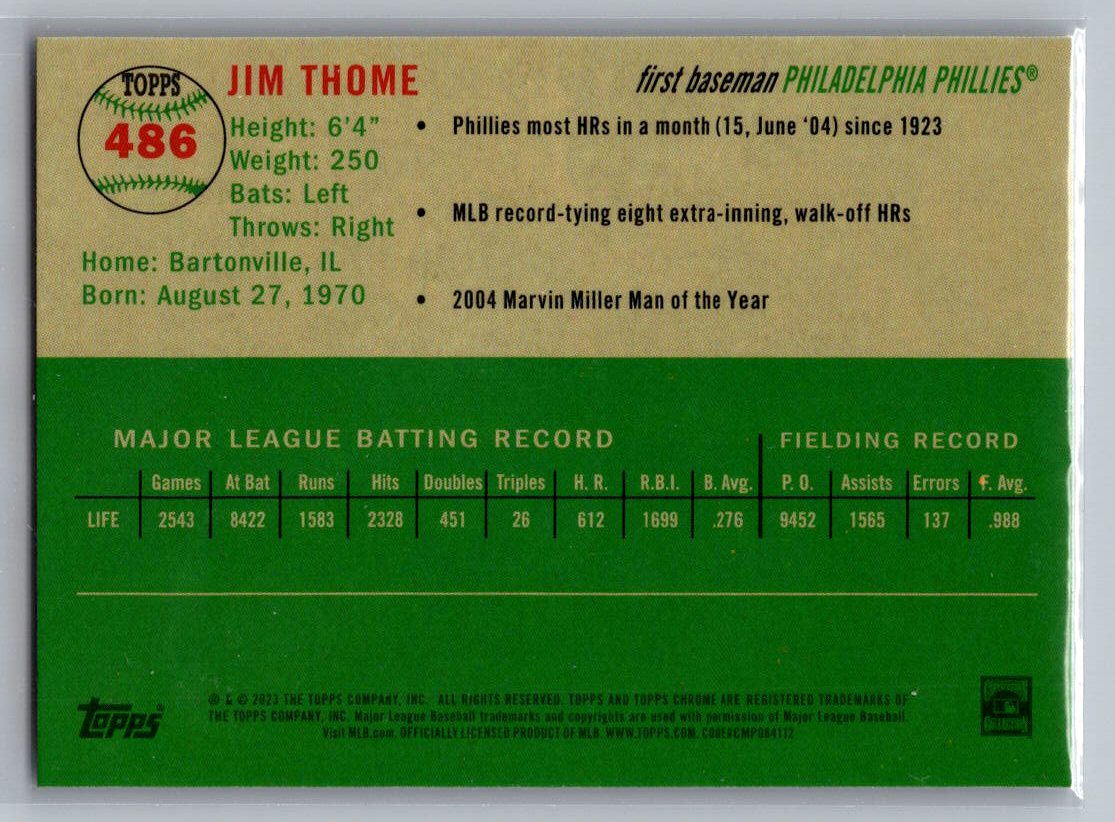 2023 Topps Chrome Platinum Anniversary #486 Jim Thome