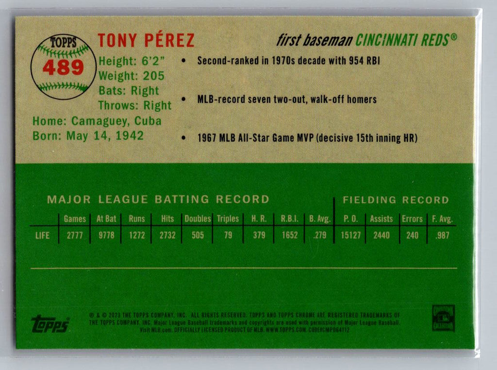 2023 Topps Chrome Platinum Anniversary #489 Tony Pérez