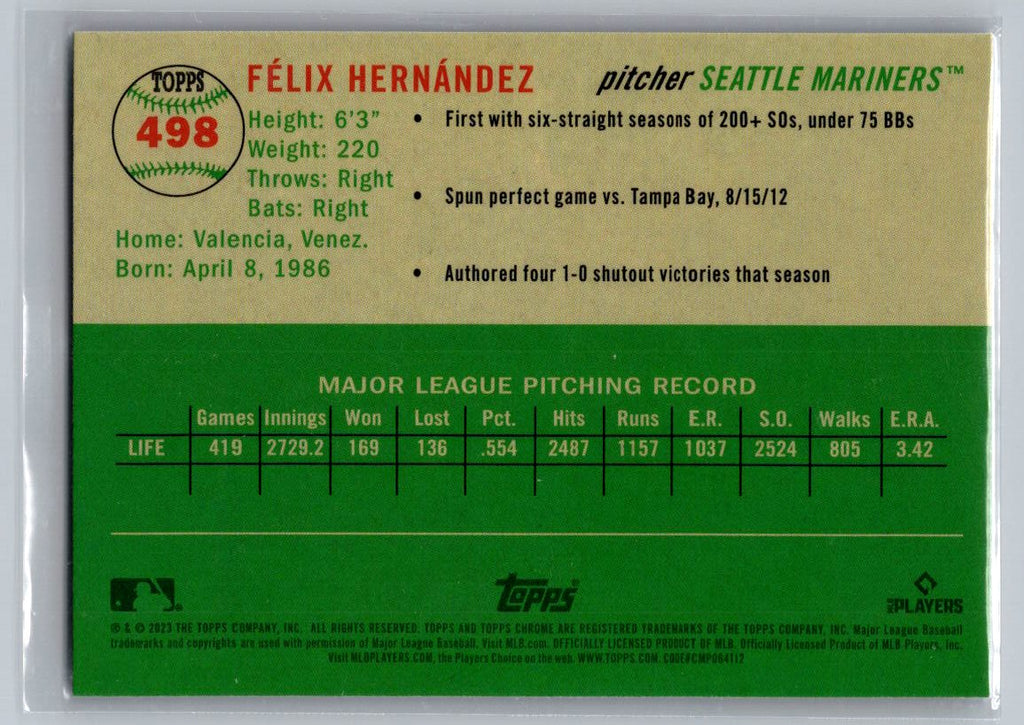 2023 Topps Chrome Platinum Anniversary #498 Félix Hernández