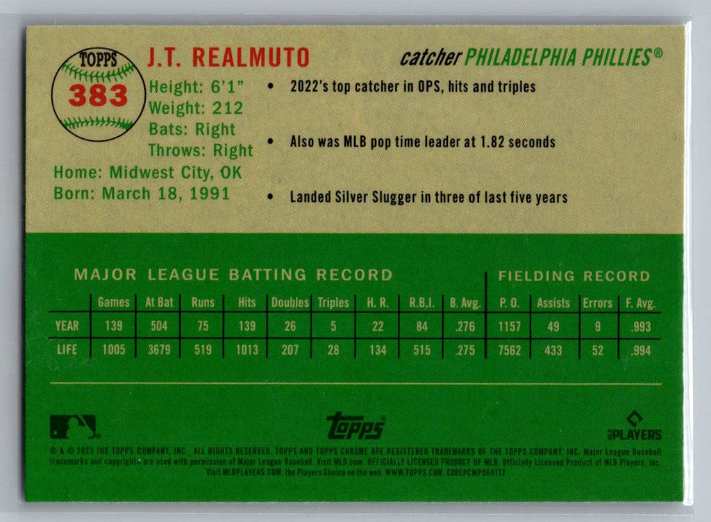 2023 Topps Chrome Platinum Anniversary #383 J.T. Realmuto