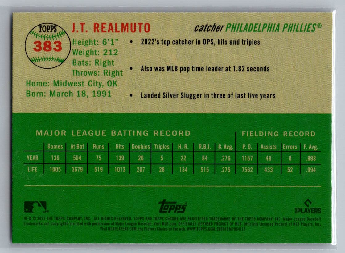 2023 Topps Chrome Platinum Anniversary #383 J.T. Realmuto