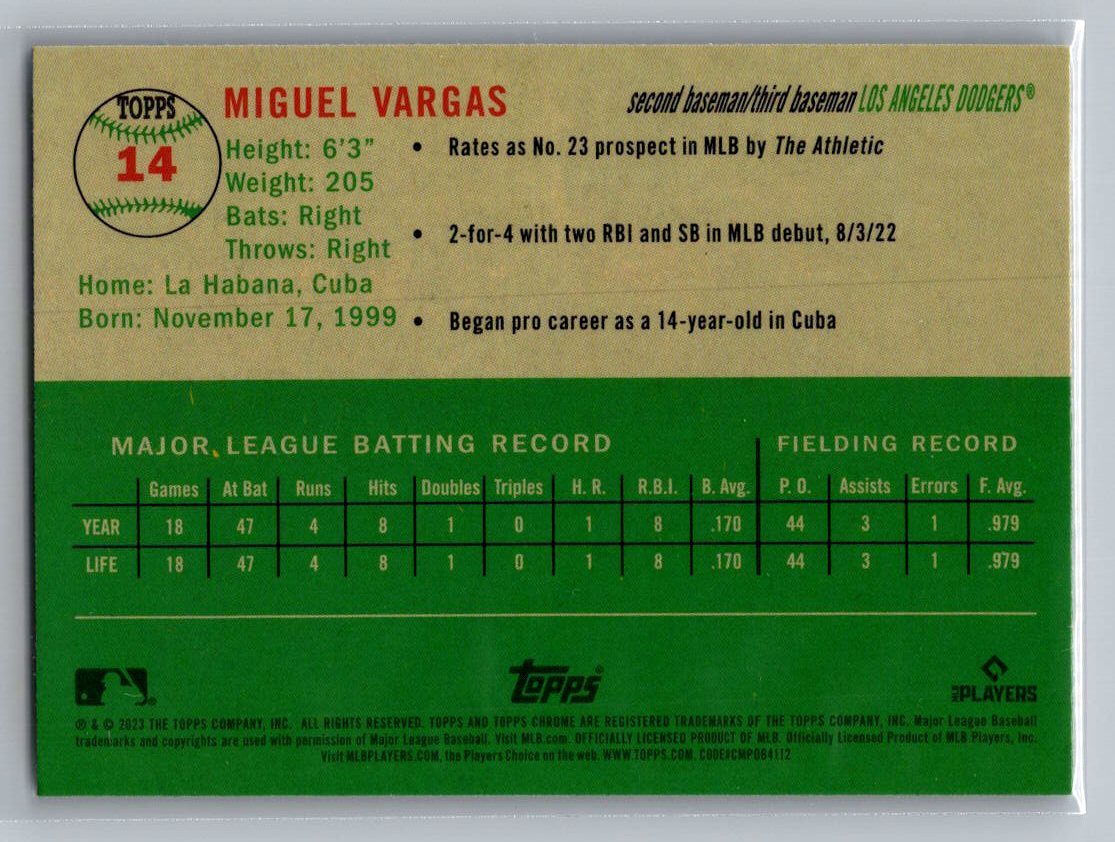 2023 Topps Chrome Platinum Anniversary #14 Miguel Vargas