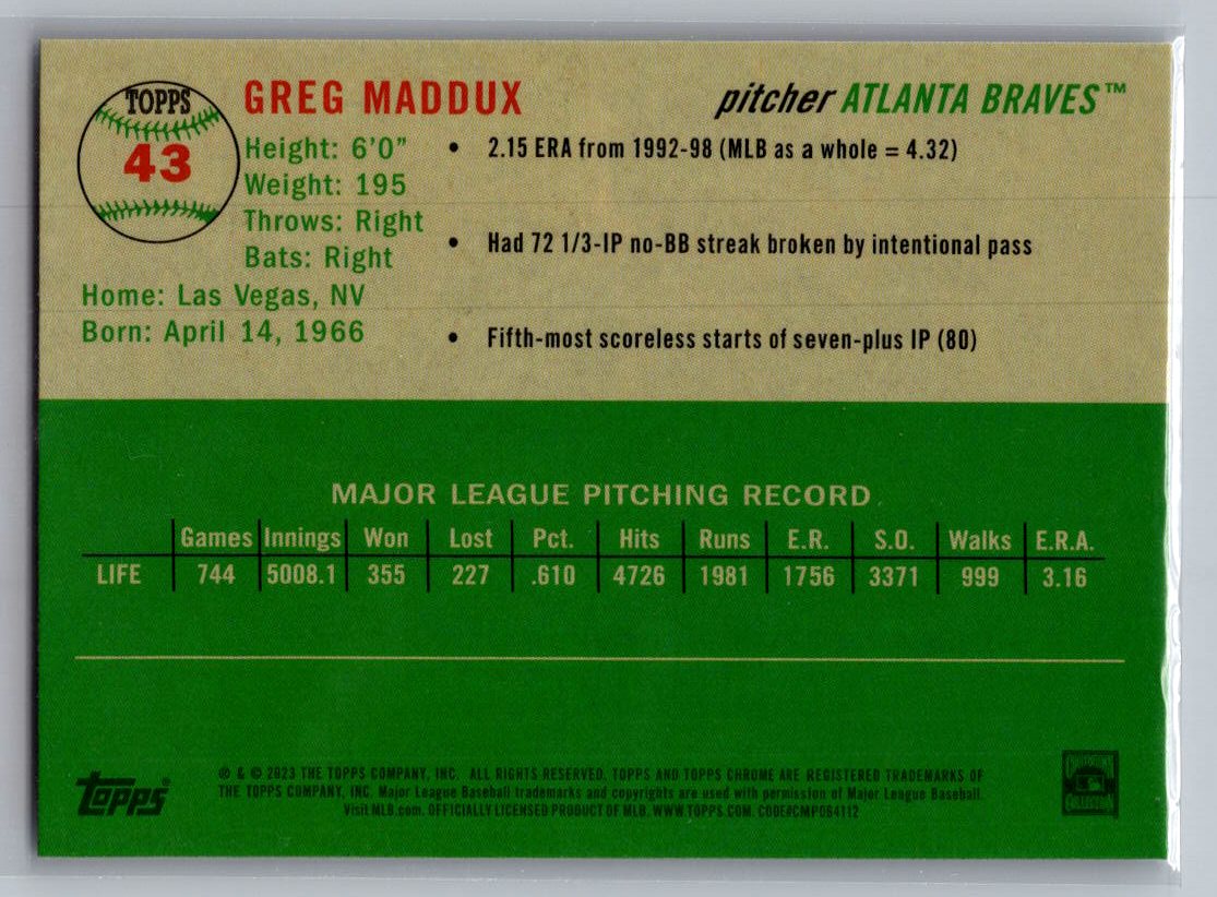 2023 Topps Chrome Platinum Anniversary #73 Greg Maddux