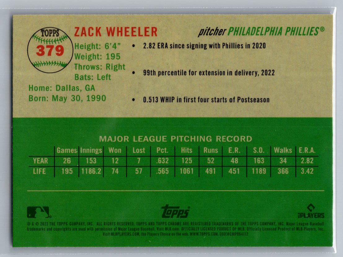 2023 Topps Chrome Platinum Anniversary #379 Zack Wheeler
