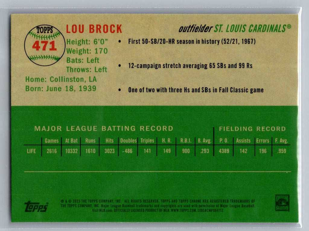 2023 Topps Chrome Platinum Anniversary #471 Lou Brock