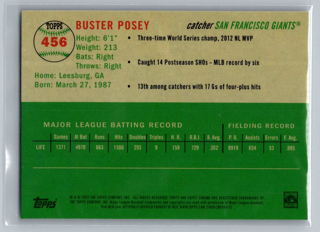 2023 Topps Chrome Platinum Anniversary #456 Buster Posey