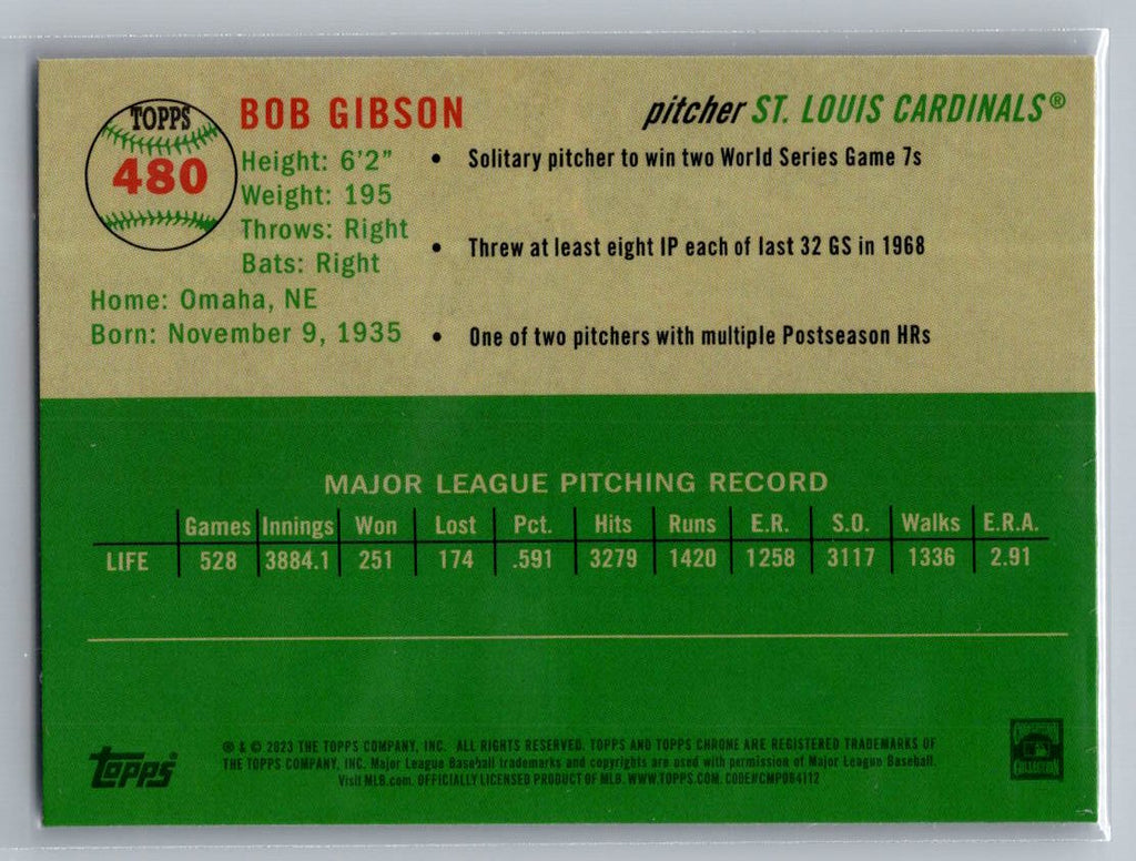 2023 Topps Chrome Platinum Anniversary #480 Bob Gibson