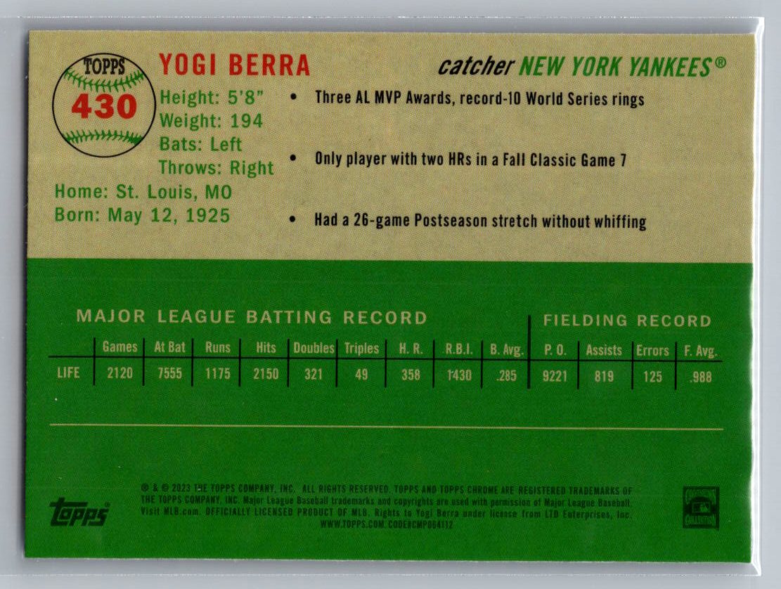 2023 Topps Chrome Platinum Anniversary #430 Yogi Berra