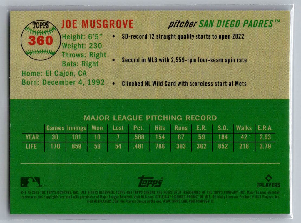 2023 Topps Chrome Platinum Anniversary #360 Joe Musgrove