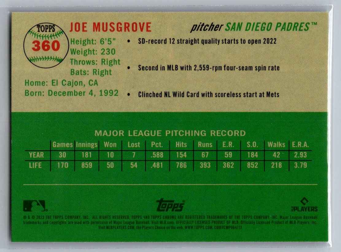 2023 Topps Chrome Platinum Anniversary #360 Joe Musgrove