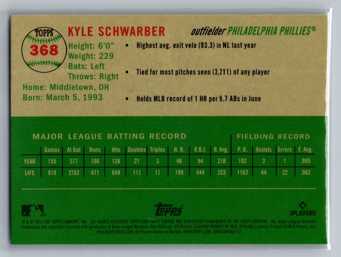 2023 Topps Chrome Platinum Anniversary #368 Kyle Schwarber